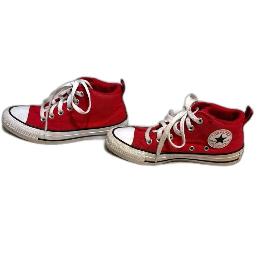 Converse All Star Kids Red Mid Top Sneakers Size 4 Youth EU 36
